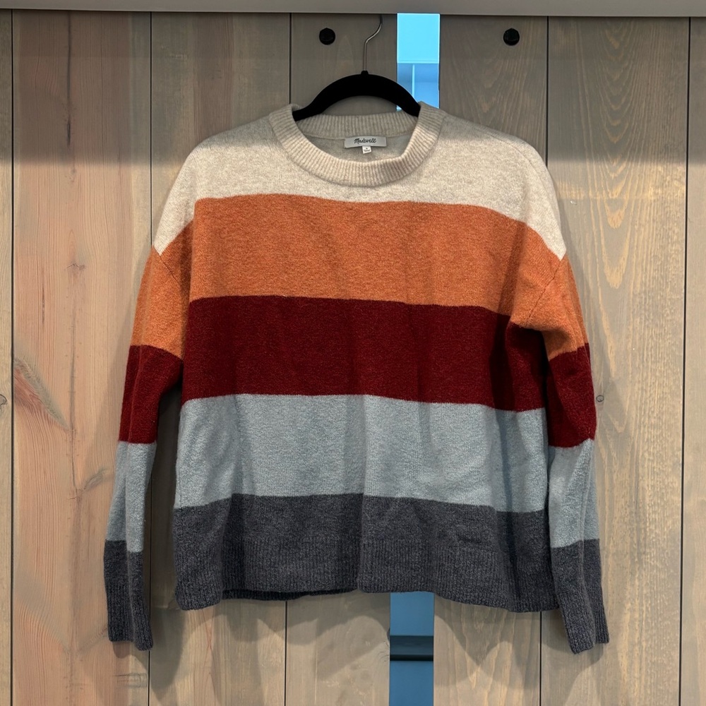 Madewell color block stripe wool-alpaca blend sweater size M